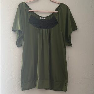 Double H Green Smocked Short Sleeve Blouse#69